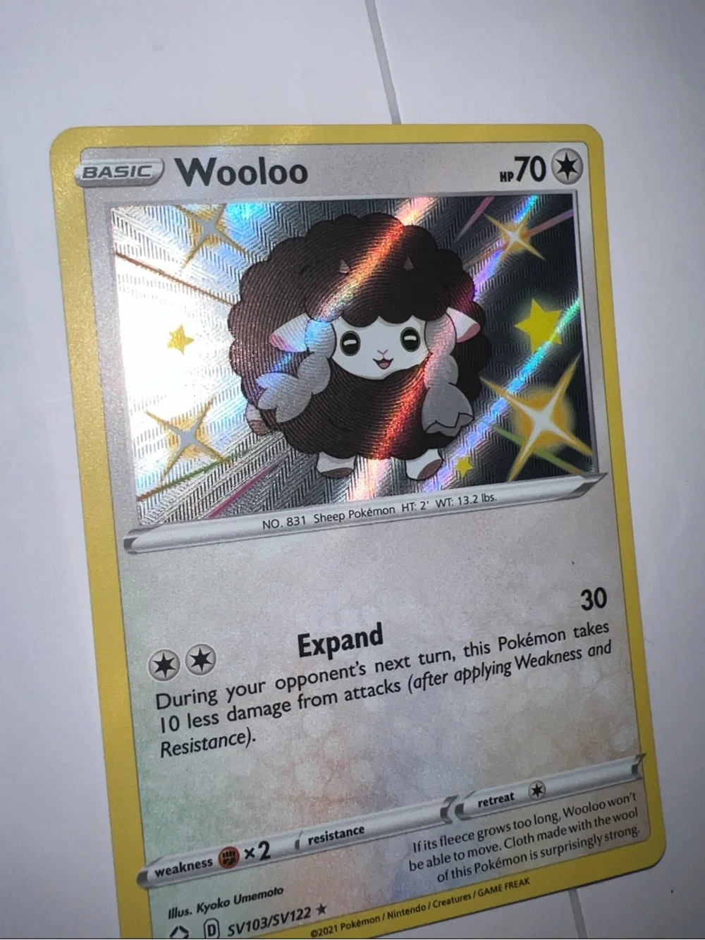 Pokemon Wooloo Trading Card - Yellow Border Holo